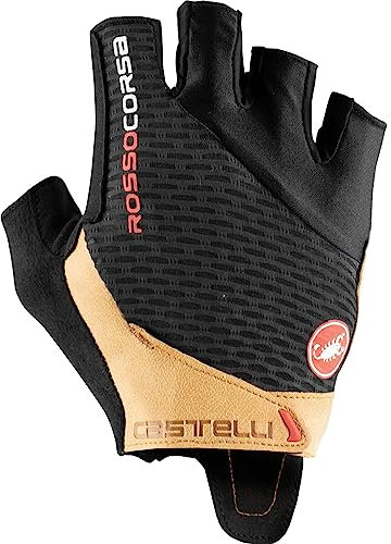 CASTELLI Rosso Corsa Pro V Herren Fahrradhandschuhe für Straße und Gravel l Radfahren - Schwarz/Hellbraun - XS