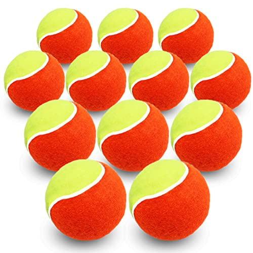 FINGER TEN Kids Tennis Balls Soft Low Compression Practice (12 Pack in Orange)