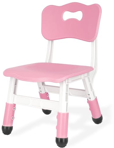 JIAOQIU Kids Height Adjustable Toddler Chair Max Load 220LBS Plastic Indoor Outdoor for Children Age 1-6 School Home Daycare Use Pink
