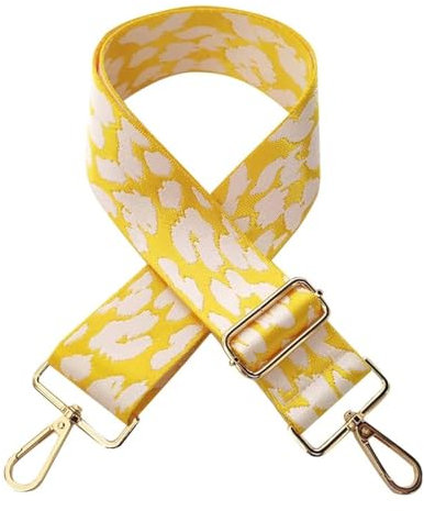 Taschengurt Verstellbar Schulterriemen für Taschen 80-130cm mit Karabiner Leopard Muster 5cm Breit Schultergurt Trageriemen Umhängegurt DIY Zubehör für Tasche Handtaschen für Damen,Gelb