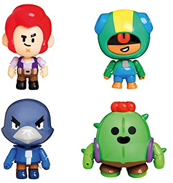 Brawl Stars Action-Figuren, 4 Stück, Spike, Colt, Leon & Crow, 11,4 cm große Sammlerstücke, Spielbares Mini-Spielzeug, bewegliche Figuren