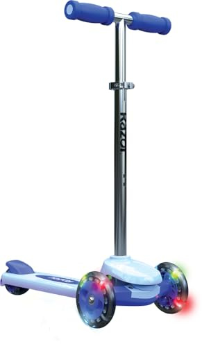 Razor Rollie, 3-Rad-Roller für jüngere Kinder, Sitz- und Stehfahroptionen, leuchtende Räder, blau