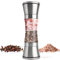 Cyiecw 2 in 1 Salz und Pfeffermühle, Manuell Salt and Pepper Grinder, Edelstahl Gewürzmühle mit Einstellbarer Keramischer Mühle, Nachfüll Chilimühle Salzmühle