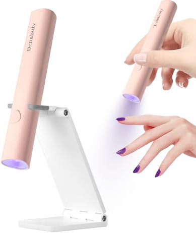 Denabuty UV Lampe für Gelnägel, Mini U V LED Lampe für Nägel Wiederaufladbar mit Ständer Tragbare Kleine UV Nagellampe für Gel Nagellack, zum Aushärten von Nagelkleber & Nail Tips Rosa