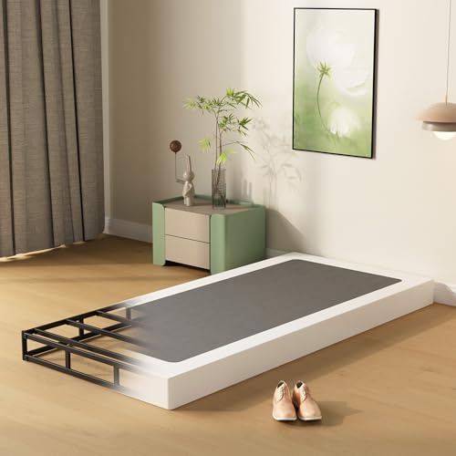 DiaOutro 4 Inch Low Profile Twin Box Spring with Fabric Cover, Heavy Duty Boxsping for Twin Bed, No Noise Mattress Foundation, Strong Metal Frame, Easy Assembly, Black
