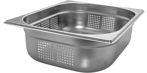 AcMax GN 1/2 Gastronormbehälter GN-Behälter Edelstahl 6,5 Liter Tiefe 100mm GELOCHT