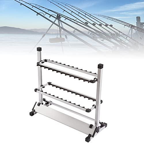 WEIGR Angelrutenständer Rutenhalter Halterung für 24 Ruten Aluminium Rutenstäender Tragbar Rutenauflagen