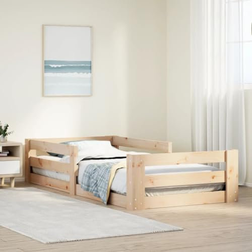 vidaXL Massivholzbett, Holzbett Bett ohne Matratze, Bettgestell mit Kopfteil Lattenrost, Bodenbett Einzelbett für Schlafzimmer, 80x160cm Kiefernholz
