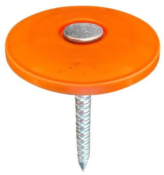 Sandbaggy 1 Plastic Cap Roofing Nails - Ring Shank, Electro Galvanized - Roof Underlayment, Felt Paper, House Wrap, Tar Paper (300)