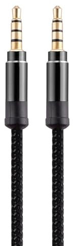 Nylon Headphone Cable - 3.5mm Audio Cable | 1.5m 3.5mm Long Heavy Duty Nylon Braided Aux Cable | Nylon Braided Audio Cord for Car | Male to Male Jack Auxiliary Cord Extension Adapter for Speaker Ca