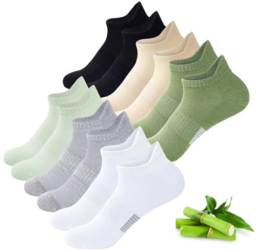 inaWarm Lot de 6 paires de chaussettes de sport respirantes en bambou pour femme, chaussettes de running basses avec coffret cadeau