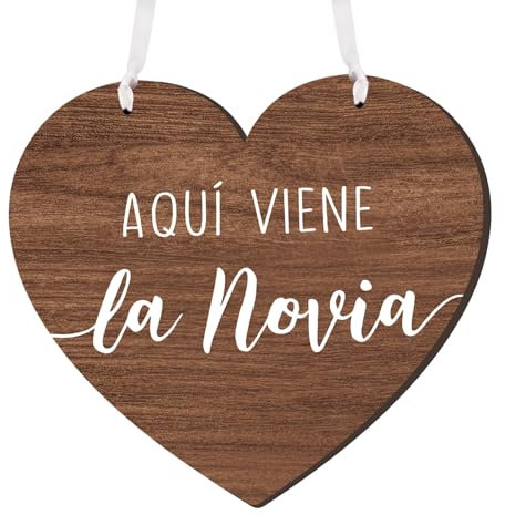 BETESSIN Cartel de Boda Madera, Aquí Viene La Novia, Colgante Adorno Niños Niñas, Decoración Llegada