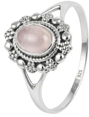 mantraroma Bague femme en argent 925 quartz rose pierre précieuse rose discrètement ludique