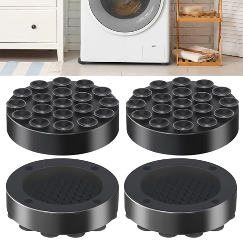 Zocipro Lot de 4 Amortisseurs de Vibrations pour Lave-Linge, Amortisseur en Caoutchouc Antidérapant avec Ventouse pour Lave-linge et Réfrigérateur, Noir