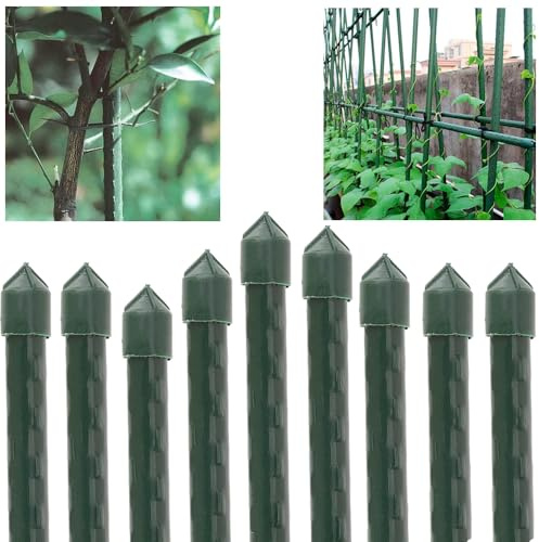 Suinga Pack 25 Tutor de Acero Plastificado 210cm Ø16 mm | Varillas para Plantas y Arboles | Tutores para Tomates y Plantas trepadoras | Soporte para Plantas, Verde