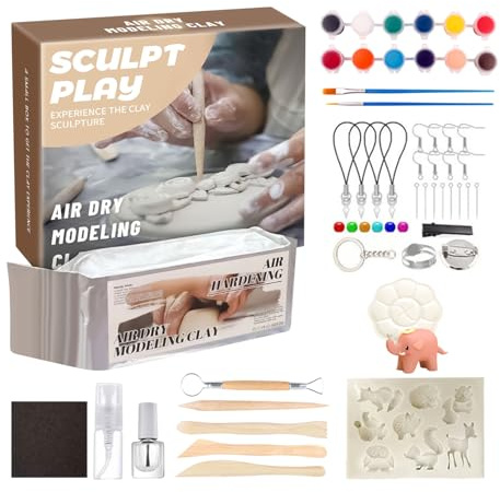 Argile Autodurcissante | Argile Douce et Sûre pour avec Peinture de 12 Couleurs - Fournitures Céramique Poterie pour Noël Halloween Anniversaire Classe Famille