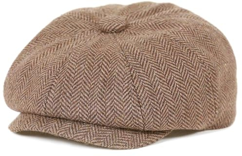 MCWTH Vintage Newsboy Caps for Toddler Boys, Tweed Flat Pageboy Beret Hats Kids 2-8 Years Old Brown 3Months-1Year