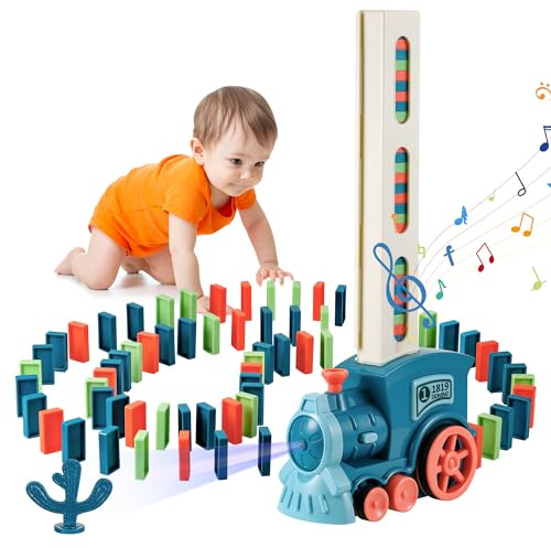 Kssvzz Domino Zug Set, Automatischer Dominosteine Spielzeug 3-6 Jahre, Domino Express elektrisch mit 100 Domino Blöcken,Geschenke für Kinder