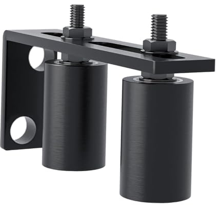 F Fityle Supporto per cancello scorrevole, con staffa a L, accessori, rulli doppi in nylon robusti multifunzionali di ricambio, Nero