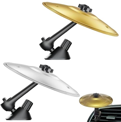 LINTRA 2 pezzi batteria di ventilazione auto divertente batteria auto 13,5 cm mini bacino per la ventilazione auto, oro e argento, strumento musicale regalo, per auto, camper, camion
