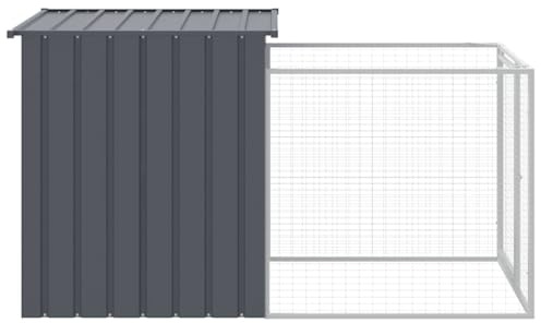 Versear Gabbia per Cani, Box per Cani da Esterno, Box per Cani, Recinto per Cani, Gabbia Cani con Corsa Antracite 110x201x110cm Acciaio Zincato