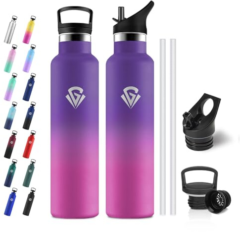 JAPORIA Borraccia Termica 1L, Bottiglia Termica a Prova di Perdite, Borraccia Acciaio Inox con Cannuccia, Termos per Adulto, Campeggio, Ciclismo, Viaggio