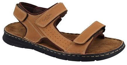 Gusti lädersandaler mick, beige, oxläder, kardborreband