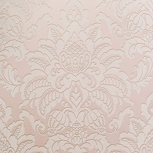 Arthouse | Glisten Blush Wallpaper | Modern Glamour Damask Wallpaper | Glitter Accents on Glossy Metallic Background | Perfect for Luxurious Bedrooms | Feature Wall or Full Room Coverage | 1005 x 53cm