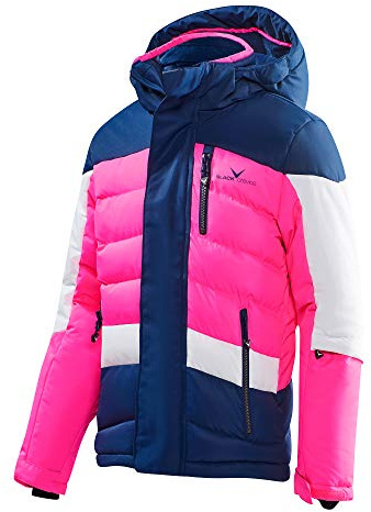Black Crevice Giacca da Sci per Bambini, in Diversi Colori e Dimensioni, Antivento e Impermeabile, Tasche Impermeabili con Cerniera, Giacca da Sci per Bambini con Cappuccio