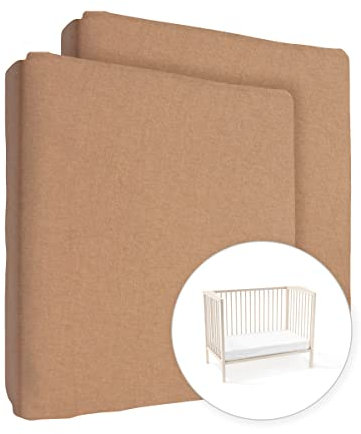 2X Jersey Spannbettlaken 100% Baumwolle für 160 x 70 cm Kinderbett (Haselnuss)
