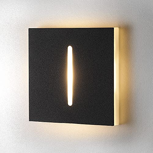 lambado® LED Treppenbeleuchtung Schwarz 1,5W | 230V Unterputz Treppenlicht Treppenbeleuchtung Innen | Wandeinbauleuchte Beleuchtung für Treppen | Treppenstufenbeleuchtung Slide