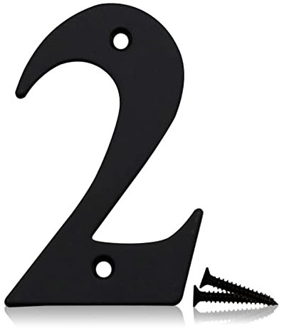 Bwintech 1 Pcs 75mm Matt Black SS304 House Numbers Door number 2, House Signs for outside, House Numbers Plaques for Front Wooden Door