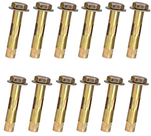 12 pernos de tornillo de expansión M8 x 60 mm, tuerca hexagonal, perno de anclaje de manga de expansión de alta resistencia, fijaciones de pared de ladrillo de hormigón resistente