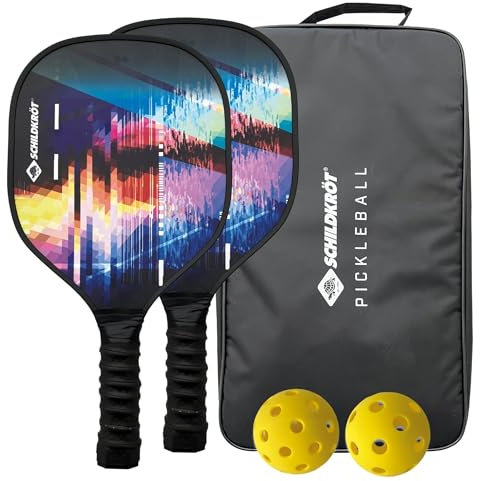 Schildkröt Pickleball Set mit 2 Schlägern, 1 Indoor und 1 Outdoor-Ball, 1 Tragetasche, für Anfänger und Fortgeschrittene