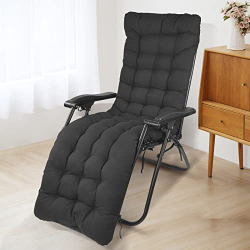 WildFun Liegenauflage, Auflage für Gartenliege 170 x 53 x 8 cm, Auflagen für Deckchair, Polsterauflage für Sonnenliege, Kissen für Liegestuhl, Schwarz