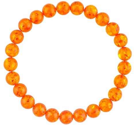 TGH Natural Amber Gemstones Bracelet – Healing Crystal Jewelry for Pain Relief & Positive Energy – Handmade 6mm Beads Elastic Stretch Bracelet 7.5 Inch for Women & Men Christmas Gift