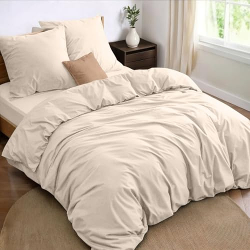Dreamzie - Ropa de Cama 160-4 Piezas- 100% Microfibra - Beige | Funda Edredón 240x60 · Sábana Bajera 160x200 · 2 Fundas de Almohada 65x65 · OEKO-TEX · Funda Nórdica Cama 160 · Ultra Suave