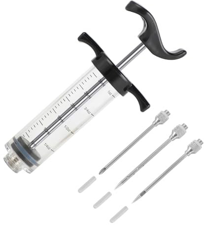 Windfromort 30 ml Bratenspritze - Fleischspritze da Cucina - Siringa in Acciaio Inox 304-3 Aghi - Krapfenspritze per marmellata, siringa, fleischspritze, bratenspritze - Ideale per Dolci e arrosti