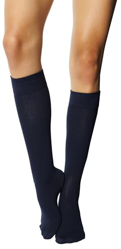 MILENA Calze Donna Sopra il Ginocchio - Calze Eleganti e Traspiranti per Moda, Cosplay, Sport e Uso Quotidiano - Calzini Lunghi Comodi e Versatili, Perfette per Gonne e Shorts, Blu navy EUR (37-41)