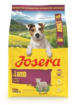 JOSERA Mini Adult Lamm (1 x 3 kg) | Premium Trockenfutter für ausgewachsene Hunde Kleiner Rassen | mit Süßkartoffel, Kräuter & Früchten | kleine Kroketten | extraverträglich | getreidefrei | 1er Pack