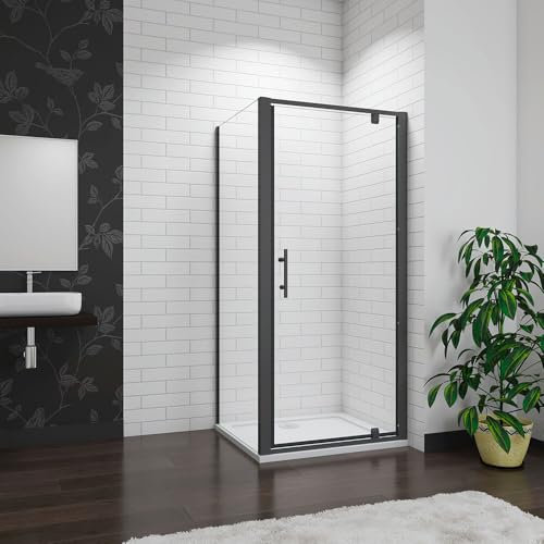 Shower Enclosure Black Pivot Hinges Cubicle 1000x800x1850mm with 1000x800mm Tray