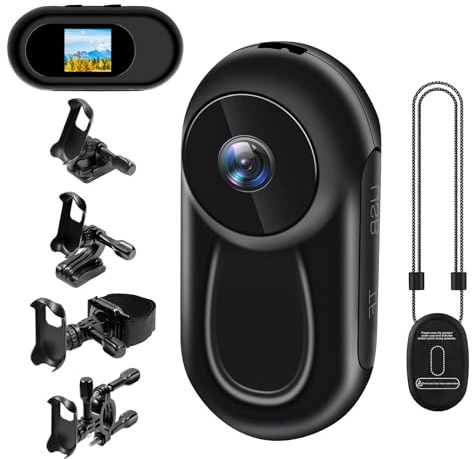 Nisanmoon Mini Cámara de Acción, Cámara Deportiva HD 1080P, Cámara Corporal para el Pulgar, Cámara para Casco de 120°, Cámara de Acción Magnética con Visión Nocturna y Múltiples Accesorios