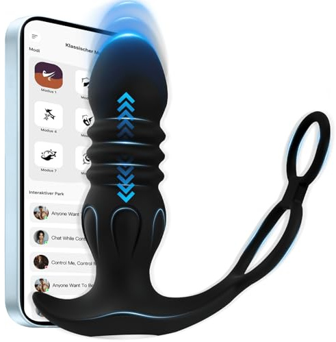 Controllo APP Vibratore Anale per Uomo Massaggiatore Prostatico Stimolazione Prostatica con Anello per Pene Anal Plug Dildo Anale Sex Toys Uomo Vibratori Dildo Sex Toys Vibratore per Coppie
