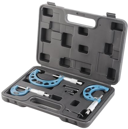 Naroote Juego de Micrómetros Herramienta de Micrómetro Exterior de Precisión para Uso Industrial Precisión de 0 a 3 Pulgadas 0,0001 Pulgadas para Ingenieros Mecánicos y Maquinistas que Llevan Acero