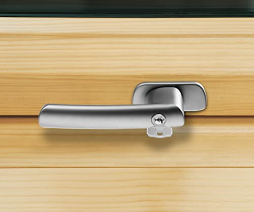 Original Roto Fenstergriff | Fenster Griff für Dachfenster der Baureihe R6 und R8 Holz | Abschließbar mit Schlüssel | Farbe Silber