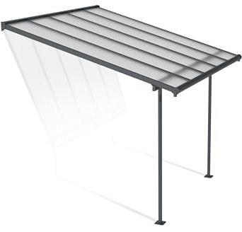 Canopia by Palram Terrassenüberdachung Alu Sierra 3X3.05 Polycarbonat Hohlkammerplatten Pergola 314 x 295 cm Grau zur Überdachung ihrer Terrasse