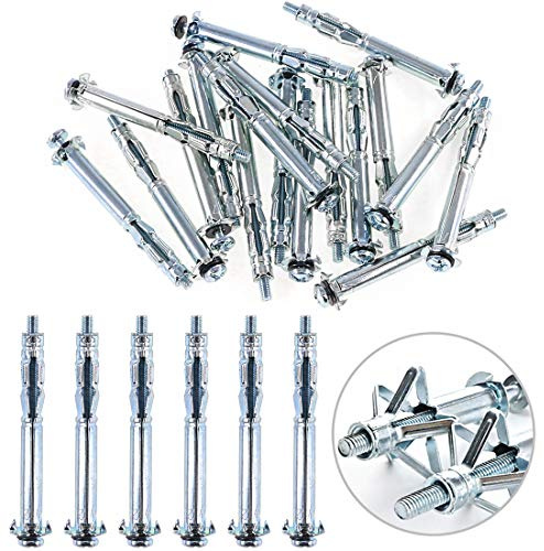 Glarks 30Pcs 4x60MM Heavy Duty Zinc Plated Steel Molly Bolt Hollow Drive Wall Anchor Screws Set for Drywall, Plaster and Tile (M4x60)