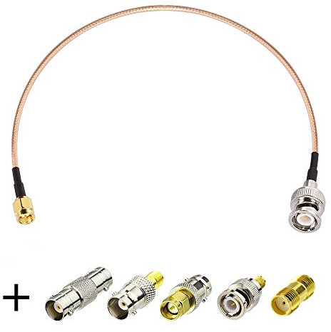 Superbat SMA Macho a BNC Macho RG316 50cm de Extensión 50ohm Cable Coaxial Con Kit de 5Piezas de Adaptador RF Para Router Radio WiFi Antena Externa