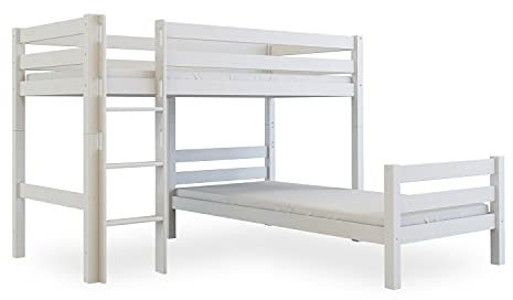 Betten-ABC Bubema Loki Kinder Etagenbett/Hochbett, Buche (Farbe: Weiß lackiert)