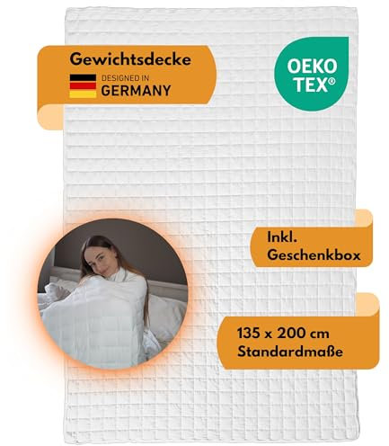 HARMONY® Gewichtsdecke 135x200cm 8kg I hypoallergen und waschbar I Schwere Anti-Stress Therapiedecke, Zertifiziert nach OekoTex I Besser schlafen Dank Schwerer Bettdecke - Heavy Weighted Blanket